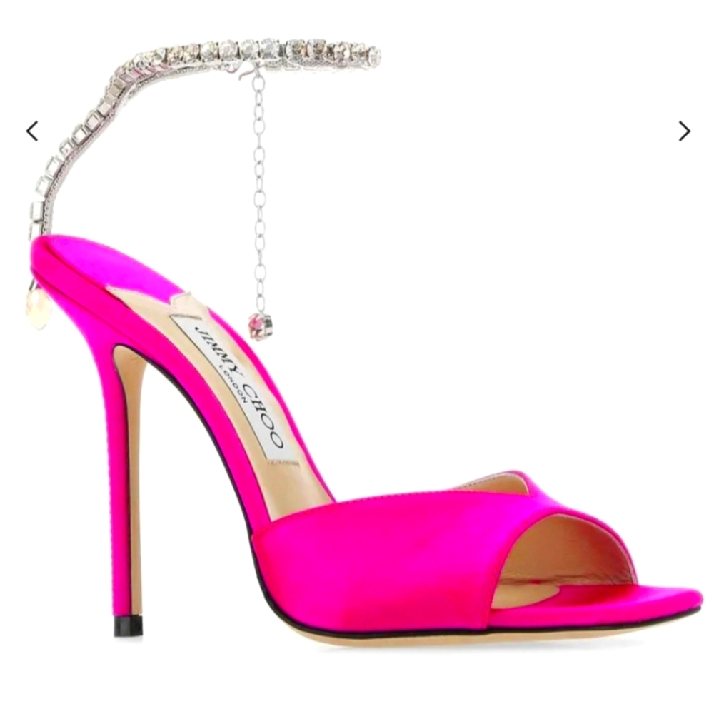 Jimmy Choo 39 Women's Pink Saeda 100 Satin Sandal
